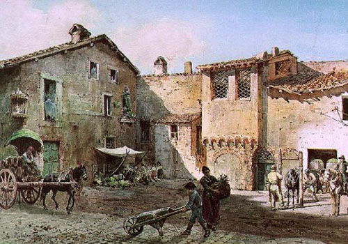 Ettore Roesler Franz,Posterula della mura di Onorio a Via Giulia (environ 1885)